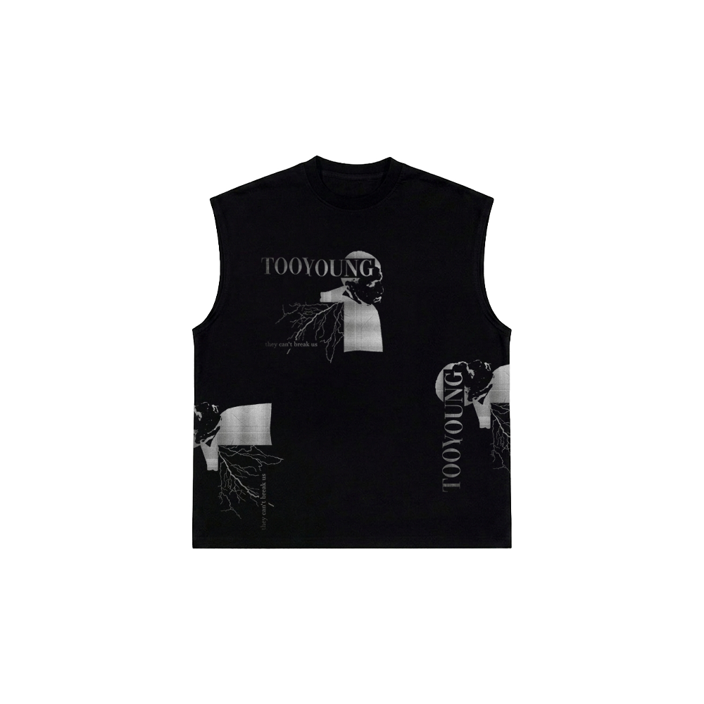 Patchwork Sleeveless T-Shirt (schwarz)