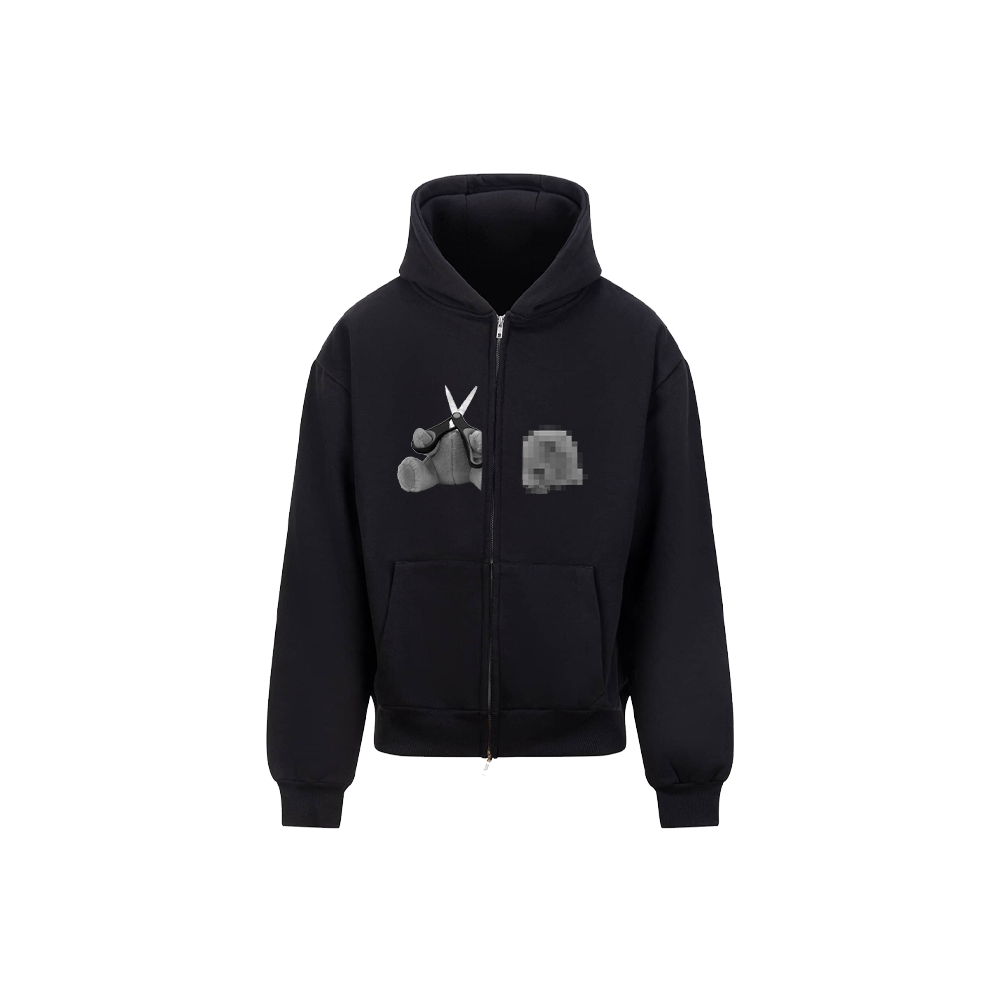 Censored Double Zip Up Hoodie (Black)