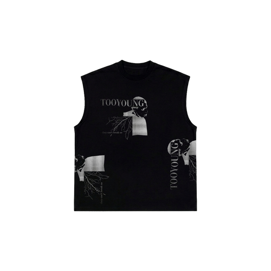 Patchwork Sleeveless T-Shirt (schwarz)